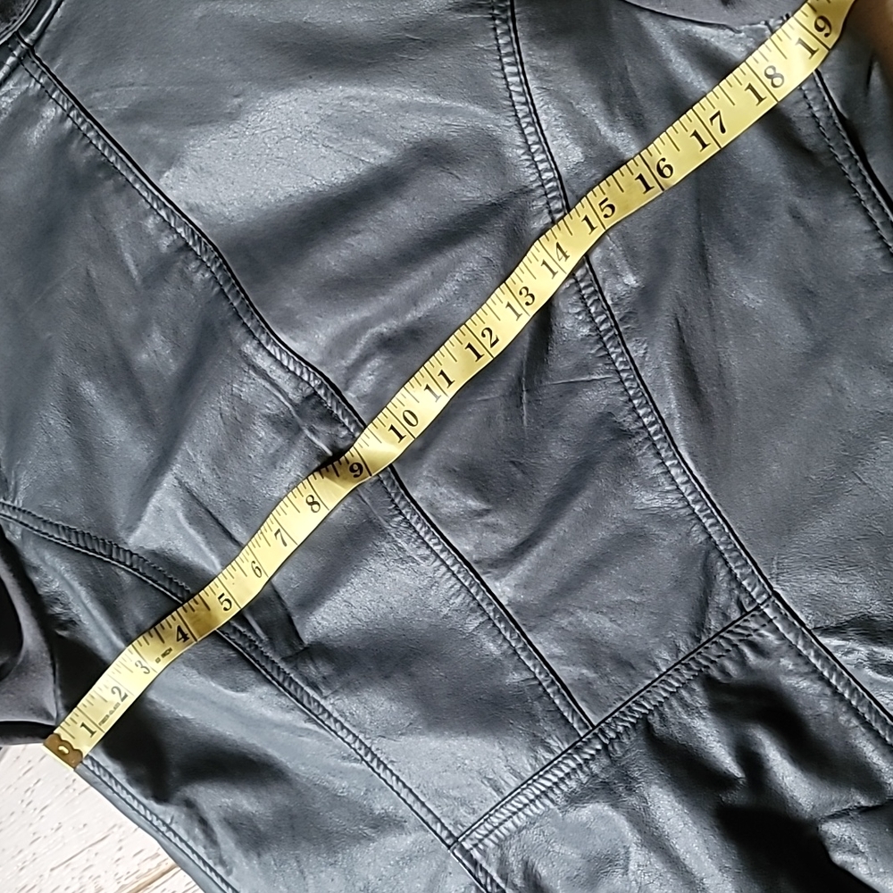 DONNA KAREN Gray buttery soft Leather draped collar Jacket womens size S - Picture 7 of 7